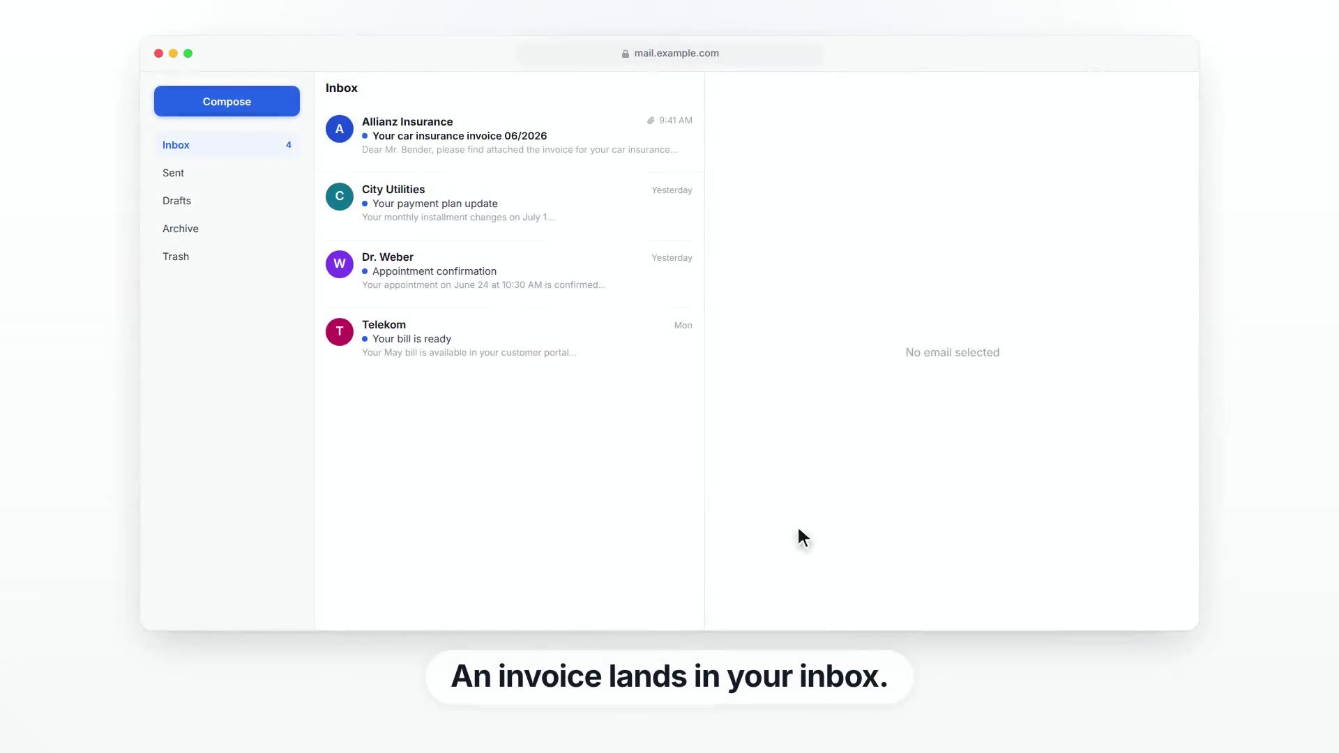 Demo video: forward an email to Paperarchive, it gets processed automatically and is instantly searchable